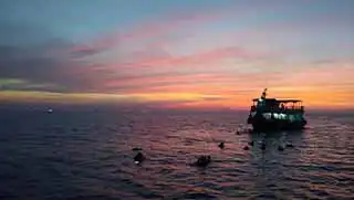 Night and Limited Visibility SCUBA specialty courses divers in the water at twilight