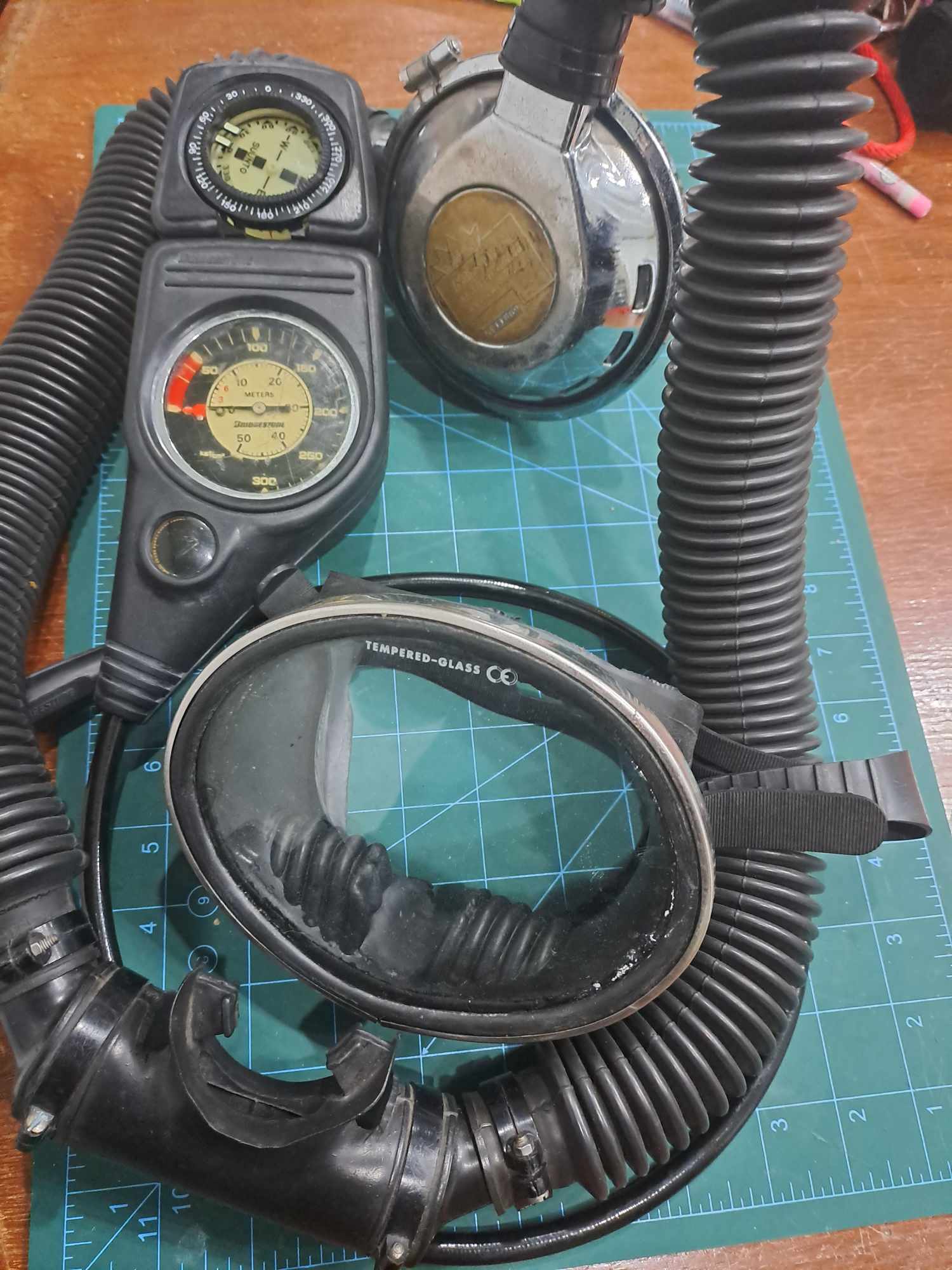 old equip2 Retro SCUBA Regulators and Gauge