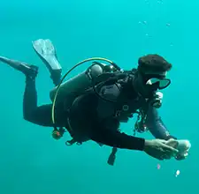 Scuba-diver-cleaning-superyacht Scuba diver cleaning superyacht