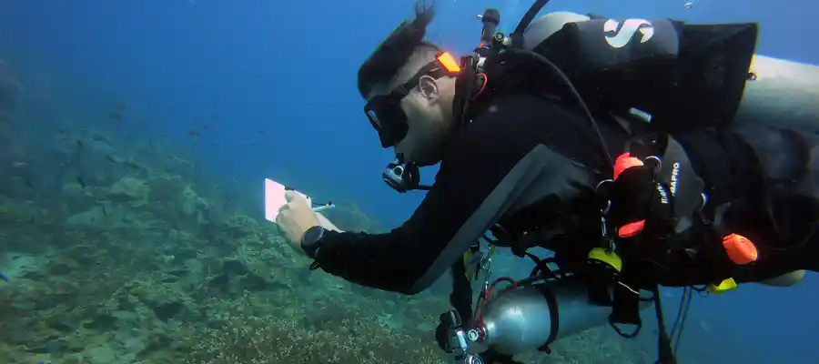 chronicles master sac rate diver noting pressure Diver taking SAC rate details during scuba dive
