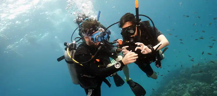 SMB deployed at the end of an Advanced diver