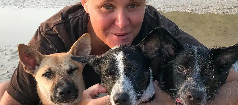Lara Dakers with some rescue dogs