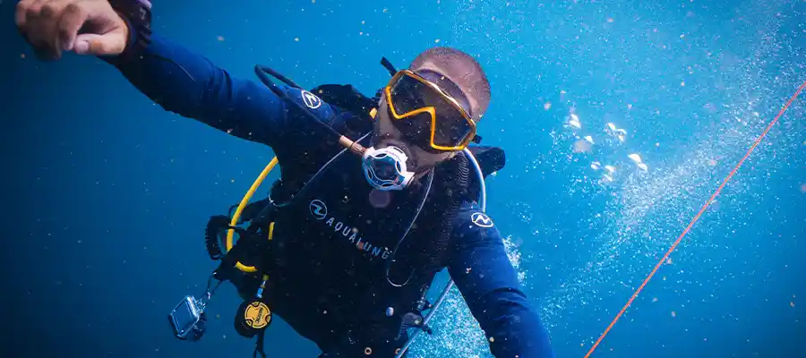 Dive instructor underwater